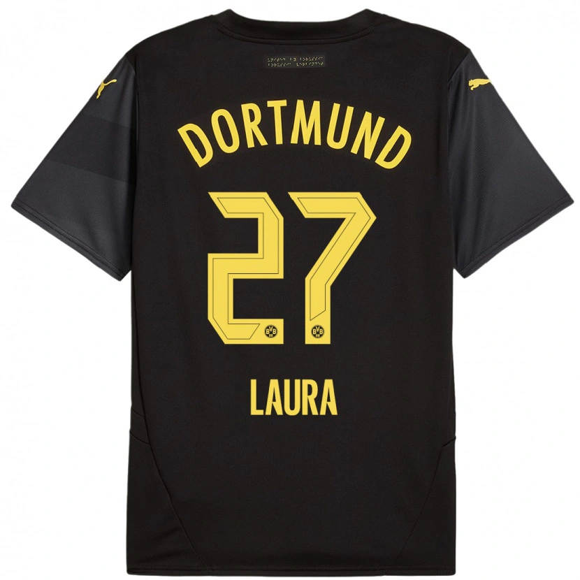 Danxen Uomo Maglia Van Der Heijden Laura #27 Nero Giallo Kit Gara Away 2024/25 Maglietta