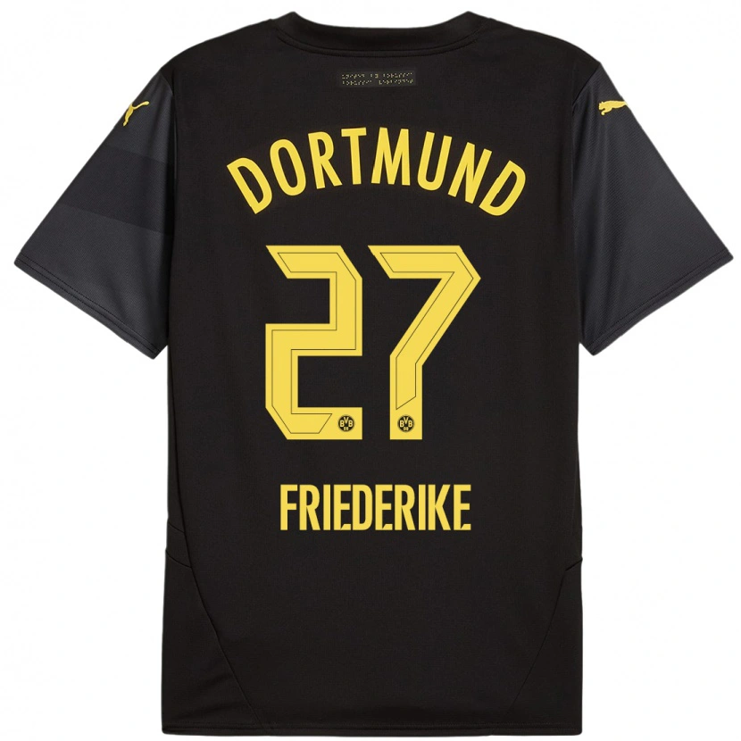 Danxen Uomo Maglia Burczik Friederike #27 Nero Giallo Kit Gara Away 2024/25 Maglietta