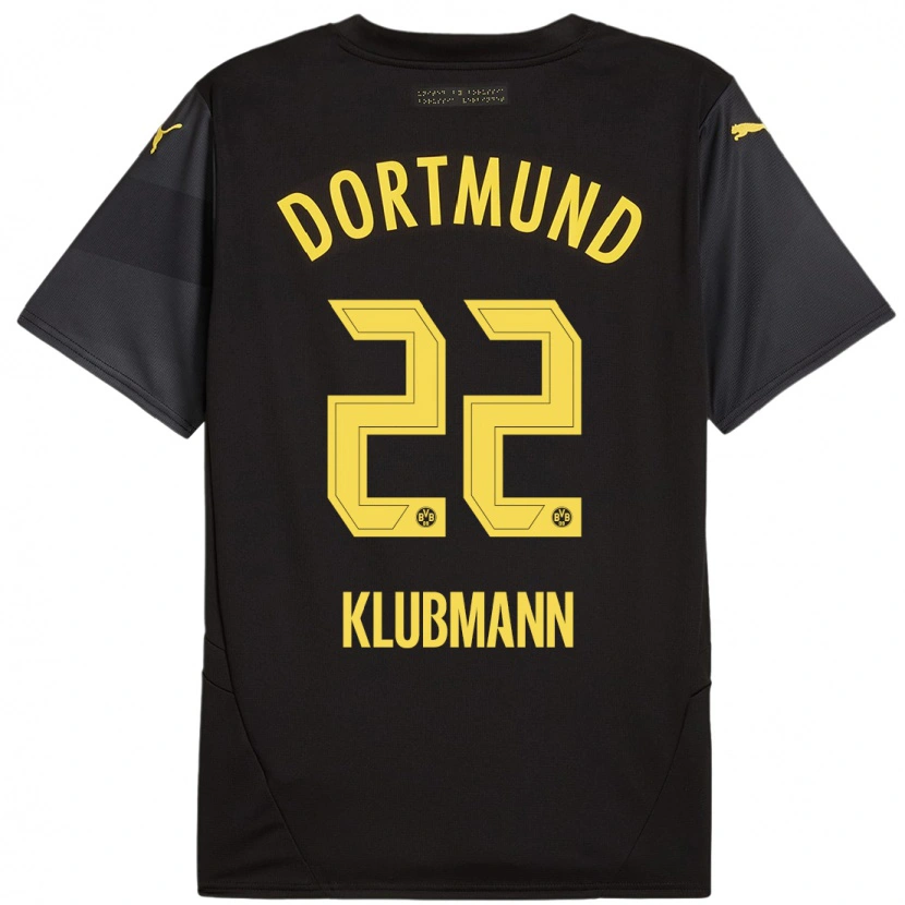 Danxen Uomo Maglia Leon Klubmann #22 Nero Giallo Kit Gara Away 2024/25 Maglietta