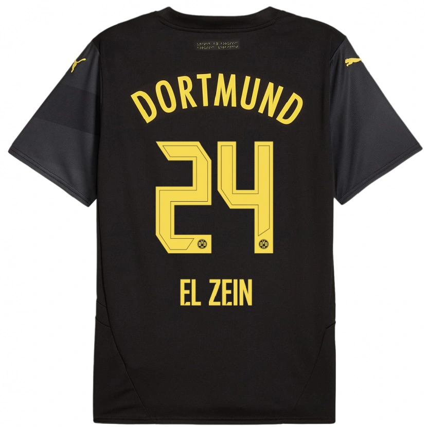 Danxen Uomo Maglia Abu-Bekir Omer El-Zein #24 Nero Giallo Kit Gara Away 2024/25 Maglietta