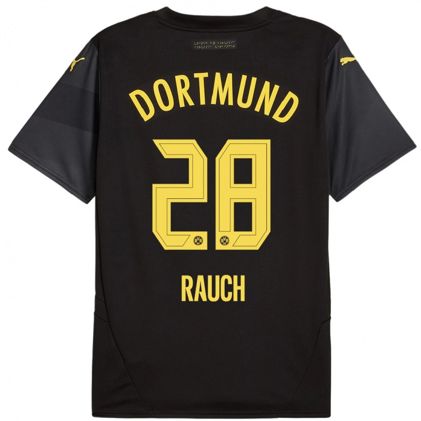 Danxen Uomo Maglia Julius Fynn Rauch #28 Nero Giallo Kit Gara Away 2024/25 Maglietta