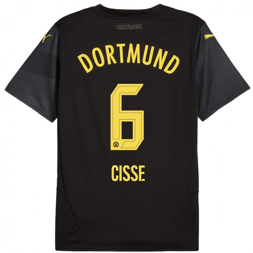 Danxen Uomo Maglia Faroukou Cisse #6 Nero Giallo Kit Gara Away 2024/25 Maglietta