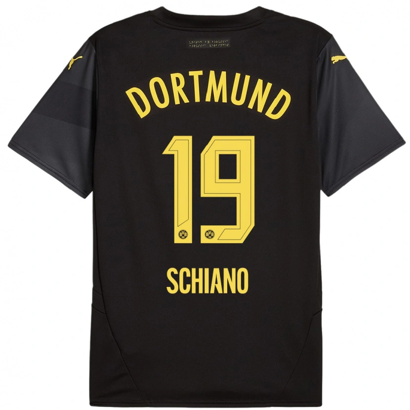 Danxen Uomo Maglia Emilio Schiano #19 Nero Giallo Kit Gara Away 2024/25 Maglietta
