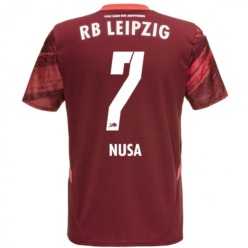 Danxen Uomo Maglia Antonio Nusa #7 Borgogna Kit Gara Away 2024/25 Maglietta