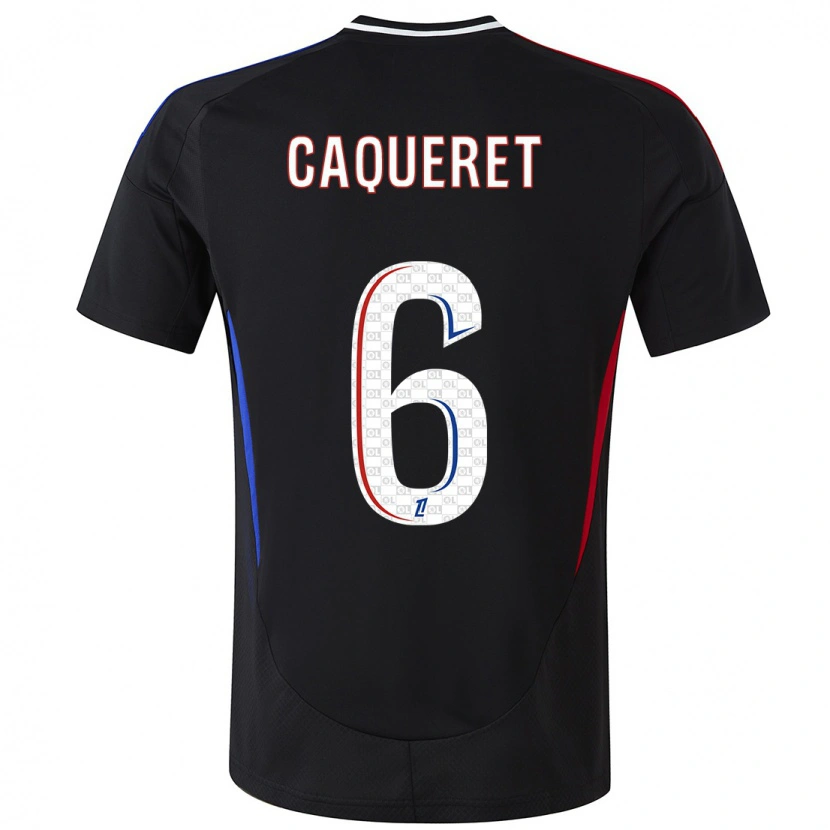 Danxen Uomo Maglia Maxence Caqueret #6 Nero Kit Gara Away 2024/25 Maglietta