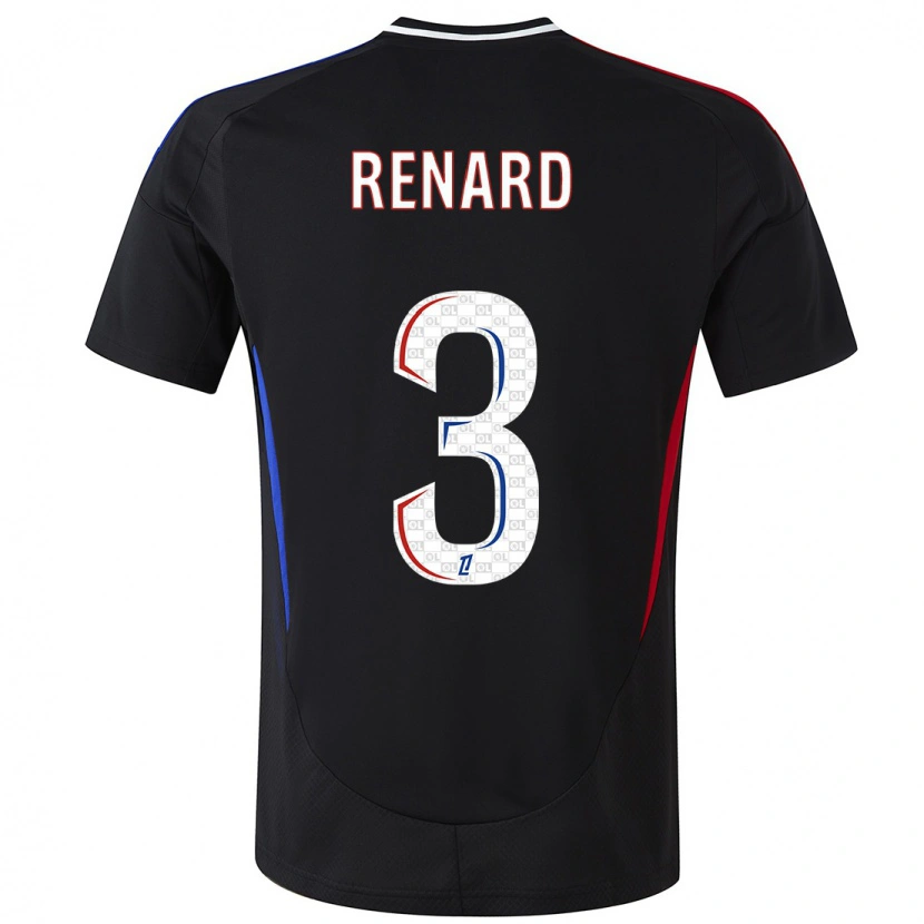 Danxen Uomo Maglia Wendie Renard #3 Nero Kit Gara Away 2024/25 Maglietta