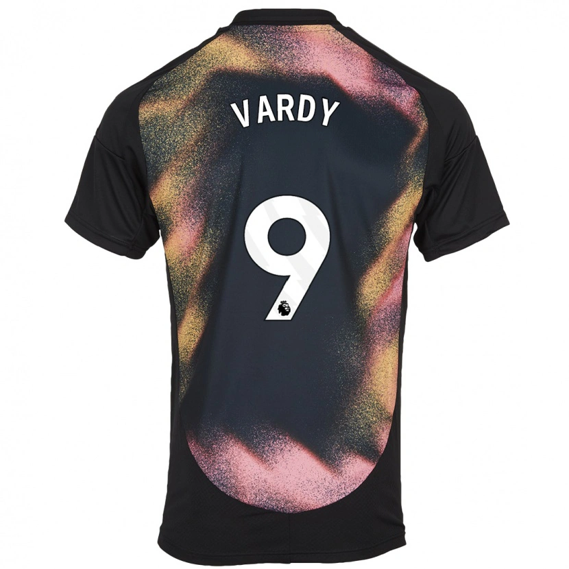 Danxen Uomo Maglia Jamie Vardy #9 Nero Bianco Kit Gara Away 2024/25 Maglietta