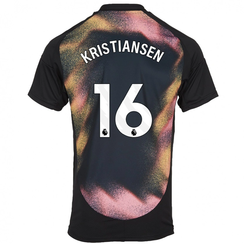 Danxen Uomo Maglia Victor Kristiansen #16 Nero Bianco Kit Gara Away 2024/25 Maglietta
