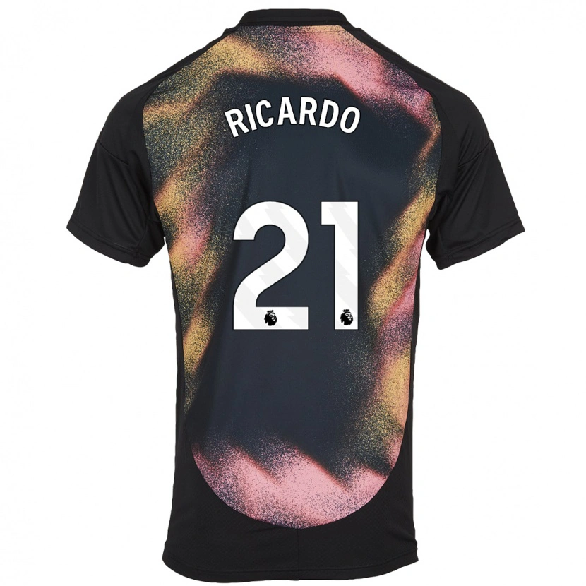 Danxen Uomo Maglia Ricardo Pereira #21 Nero Bianco Kit Gara Away 2024/25 Maglietta