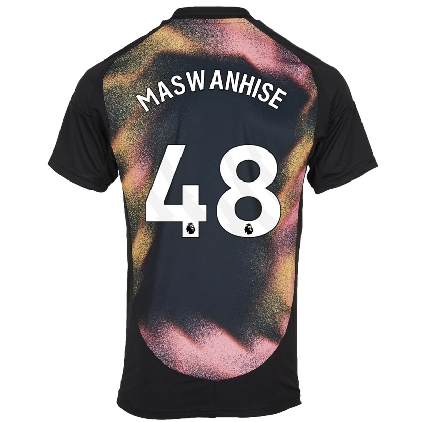 Danxen Uomo Maglia Tawanda Maswanhise #48 Nero Bianco Kit Gara Away 2024/25 Maglietta