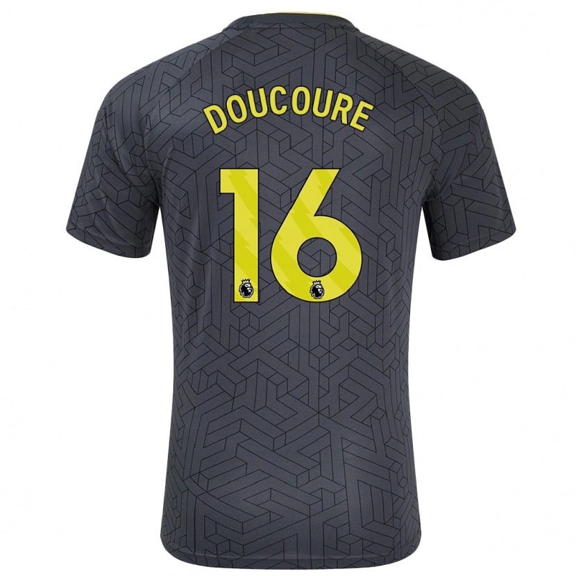 Danxen Uomo Maglia Abdoulaye Doucouré #16 Nero Giallo Kit Gara Away 2024/25 Maglietta