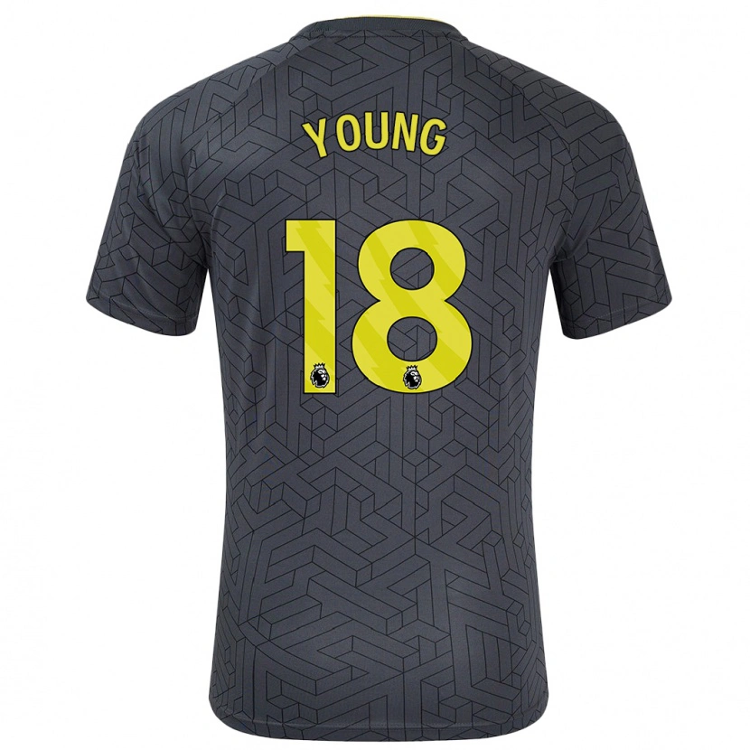 Danxen Uomo Maglia Ashley Young #18 Nero Giallo Kit Gara Away 2024/25 Maglietta