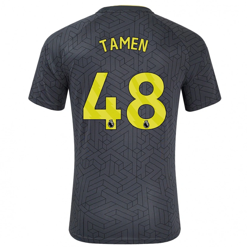 Danxen Uomo Maglia William Tamen #48 Nero Giallo Kit Gara Away 2024/25 Maglietta