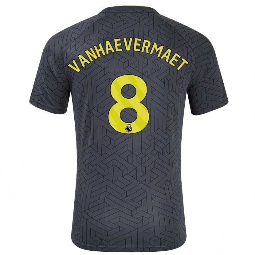 Danxen Uomo Maglia Justine Vanhaevermaet #8 Nero Giallo Kit Gara Away 2024/25 Maglietta