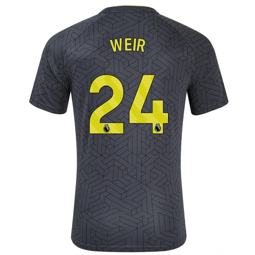 Danxen Uomo Maglia Kenzie Weir #24 Nero Giallo Kit Gara Away 2024/25 Maglietta