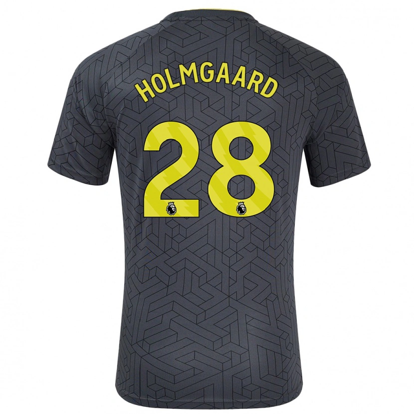 Danxen Uomo Maglia Karen Holmgaard #28 Nero Giallo Kit Gara Away 2024/25 Maglietta