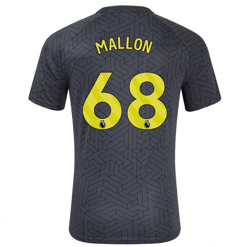 Danxen Uomo Maglia Mathew Mallon #68 Nero Giallo Kit Gara Away 2024/25 Maglietta