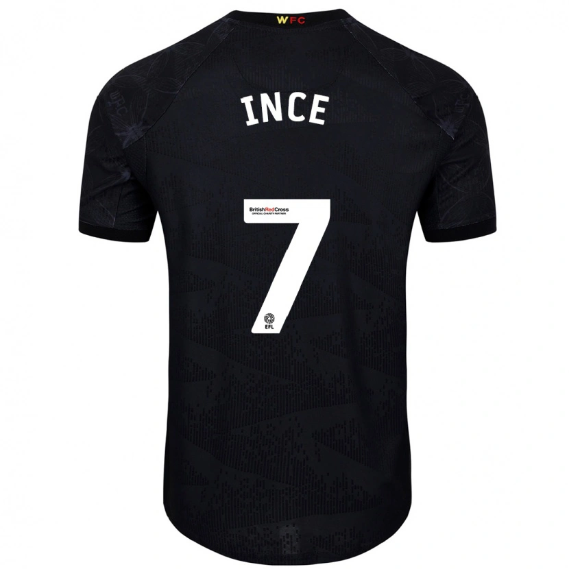 Danxen Uomo Maglia Tom Ince #7 Nero Bianco Kit Gara Away 2024/25 Maglietta