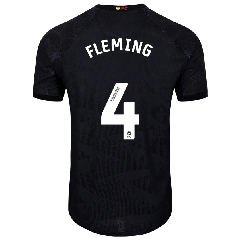 Danxen Uomo Maglia Charlotte Fleming #4 Nero Bianco Kit Gara Away 2024/25 Maglietta