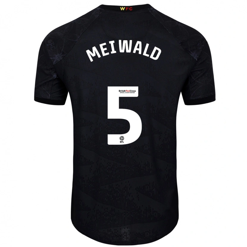 Danxen Uomo Maglia Anne Meiwald #5 Nero Bianco Kit Gara Away 2024/25 Maglietta