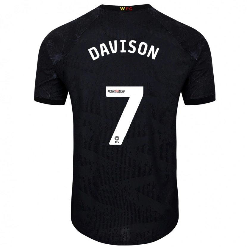 Danxen Uomo Maglia Gemma Davison #7 Nero Bianco Kit Gara Away 2024/25 Maglietta