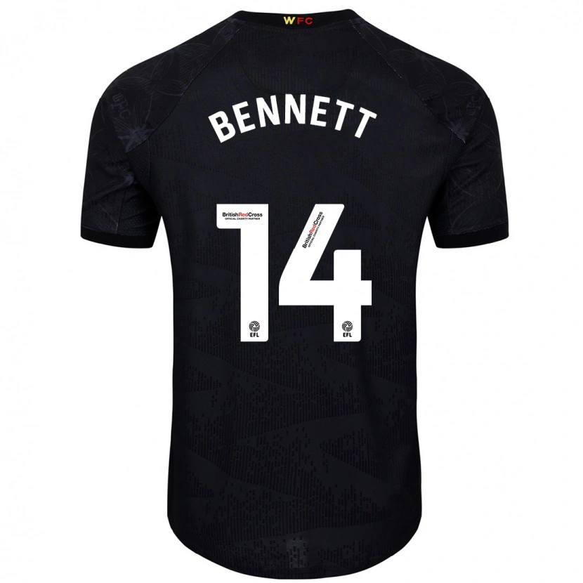 Danxen Uomo Maglia Harley Bennett #14 Nero Bianco Kit Gara Away 2024/25 Maglietta