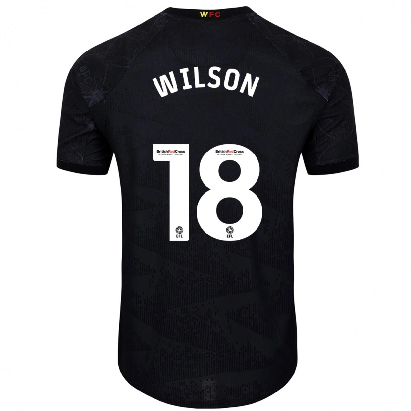 Danxen Uomo Maglia Poppy Wilson #18 Nero Bianco Kit Gara Away 2024/25 Maglietta
