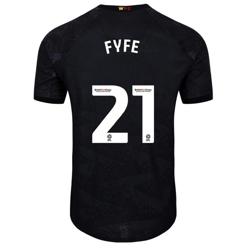 Danxen Uomo Maglia Flo Fyfe #21 Nero Bianco Kit Gara Away 2024/25 Maglietta