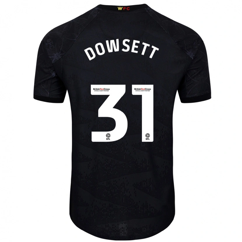 Danxen Uomo Maglia Rebekah Dowsett #31 Nero Bianco Kit Gara Away 2024/25 Maglietta