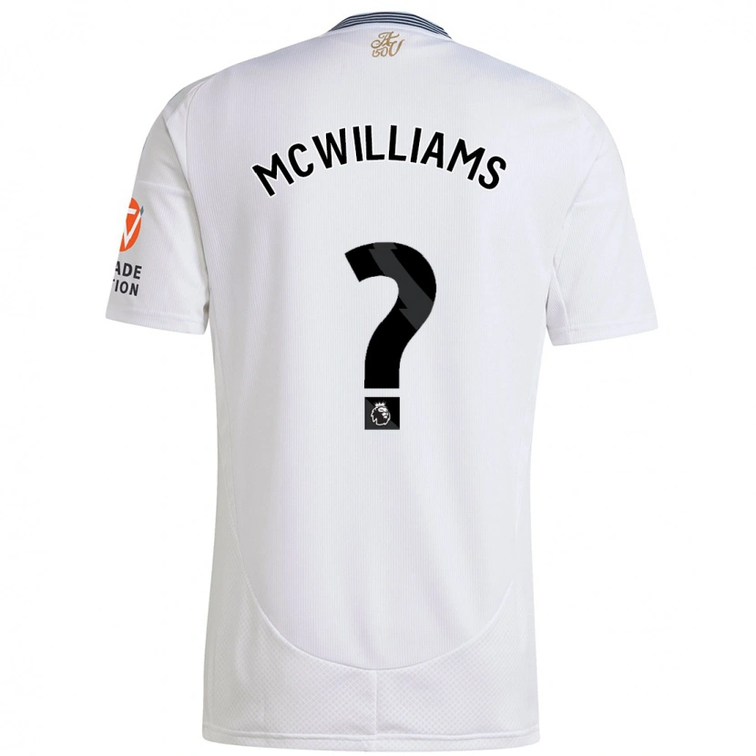 Danxen Uomo Maglia Ashton Mcwilliams #0 Bianco Kit Gara Away 2024/25 Maglietta