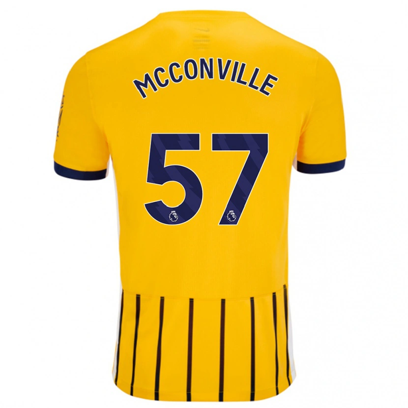 Danxen Uomo Maglia Ruairi Mcconville #57 Oro Blu A Righe Sottili Kit Gara Away 2024/25 Maglietta