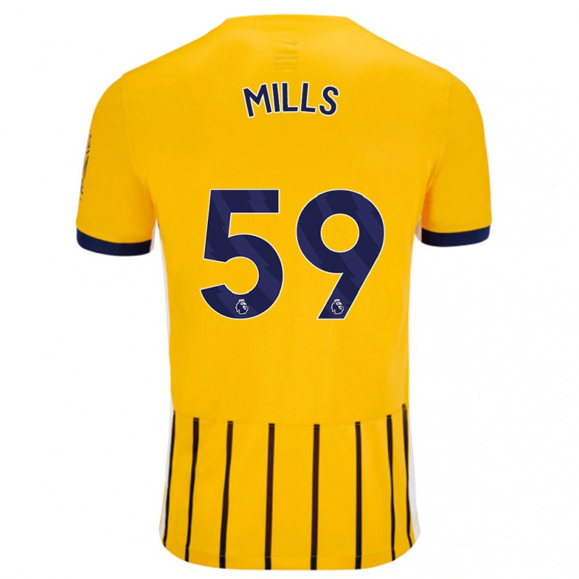Danxen Uomo Maglia Harry Mills #59 Oro Blu A Righe Sottili Kit Gara Away 2024/25 Maglietta
