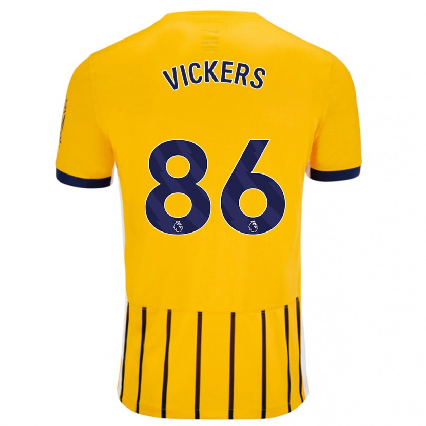 Danxen Uomo Maglia Jacob Vickers #86 Oro Blu A Righe Sottili Kit Gara Away 2024/25 Maglietta