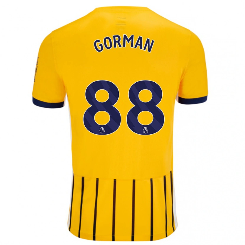 Danxen Uomo Maglia Ronnie Gorman #88 Oro Blu A Righe Sottili Kit Gara Away 2024/25 Maglietta