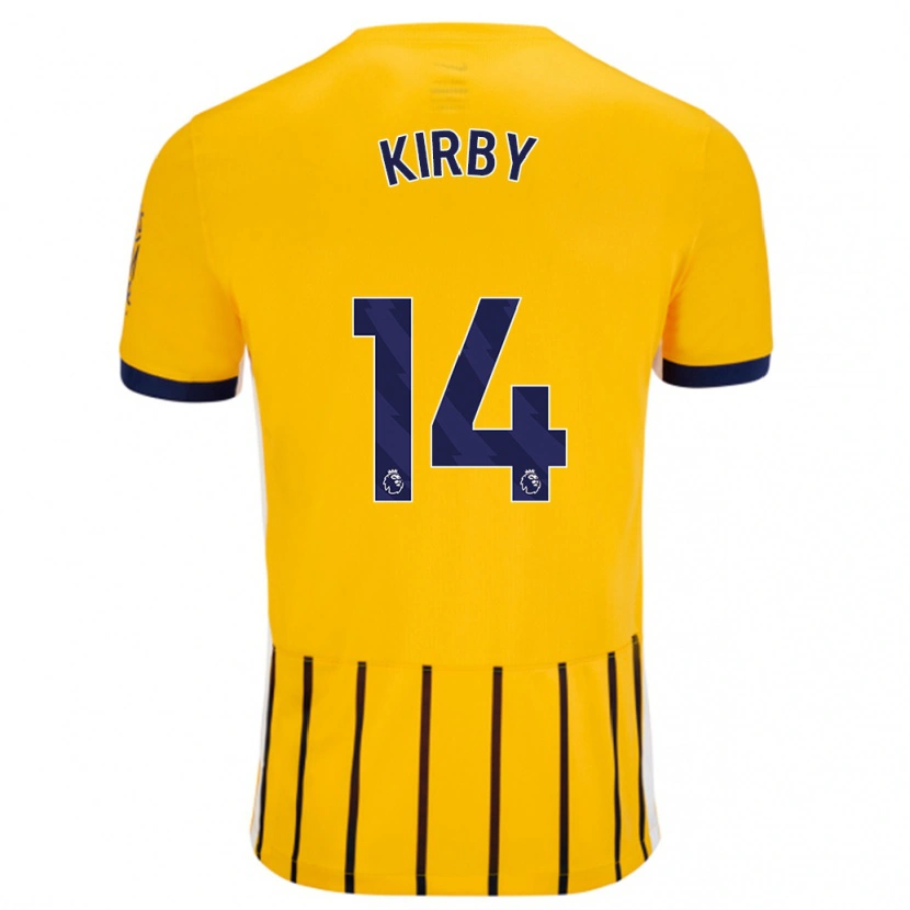 Danxen Uomo Maglia Fran Kirby #14 Oro Blu A Righe Sottili Kit Gara Away 2024/25 Maglietta