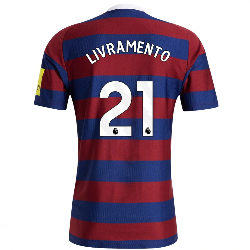 Danxen Uomo Maglia Tino Livramento #21 Borgogna Blu Navy Kit Gara Away 2024/25 Maglietta