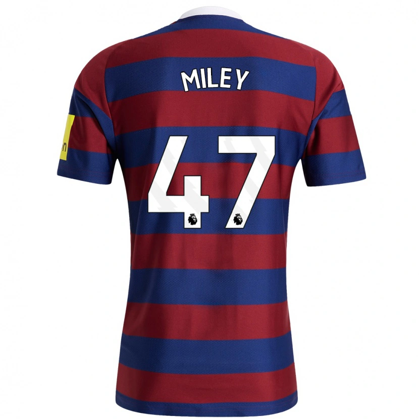 Danxen Uomo Maglia Jamie Miley #47 Borgogna Blu Navy Kit Gara Away 2024/25 Maglietta