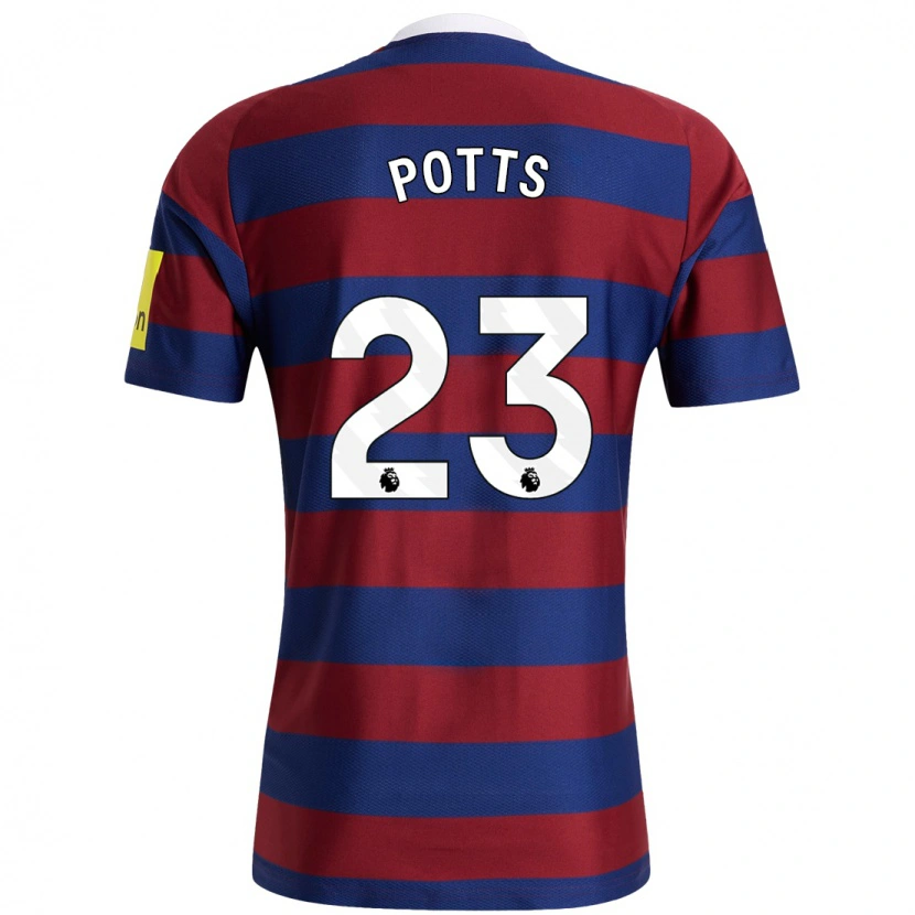 Danxen Uomo Maglia Charlotte Potts #23 Borgogna Blu Navy Kit Gara Away 2024/25 Maglietta