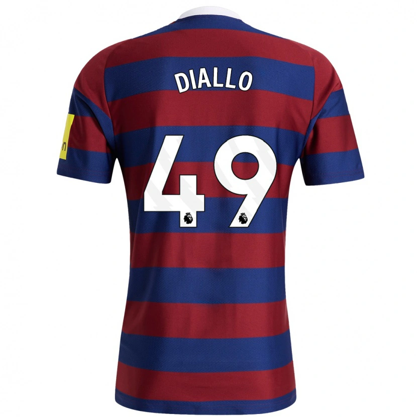 Danxen Uomo Maglia Amadou Diallo #49 Borgogna Blu Navy Kit Gara Away 2024/25 Maglietta