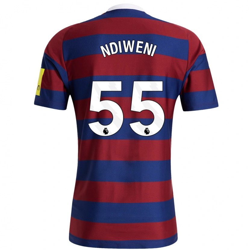 Danxen Uomo Maglia Michael Ndiweni #55 Borgogna Blu Navy Kit Gara Away 2024/25 Maglietta