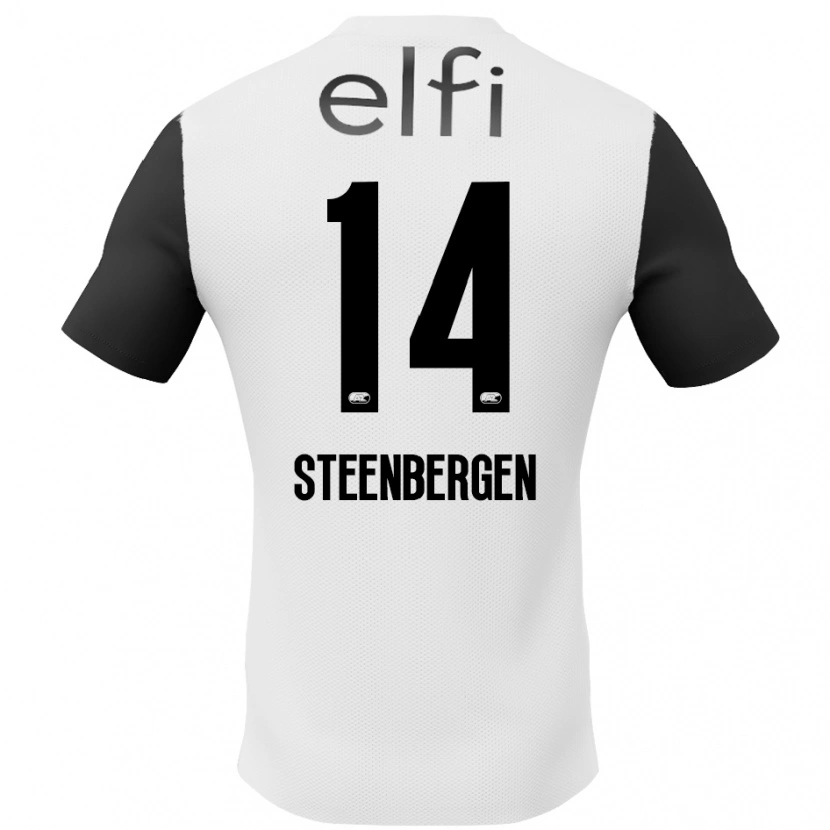 Danxen Uomo Maglia Thom Steenbergen #14 Bianco Nero Kit Gara Away 2024/25 Maglietta