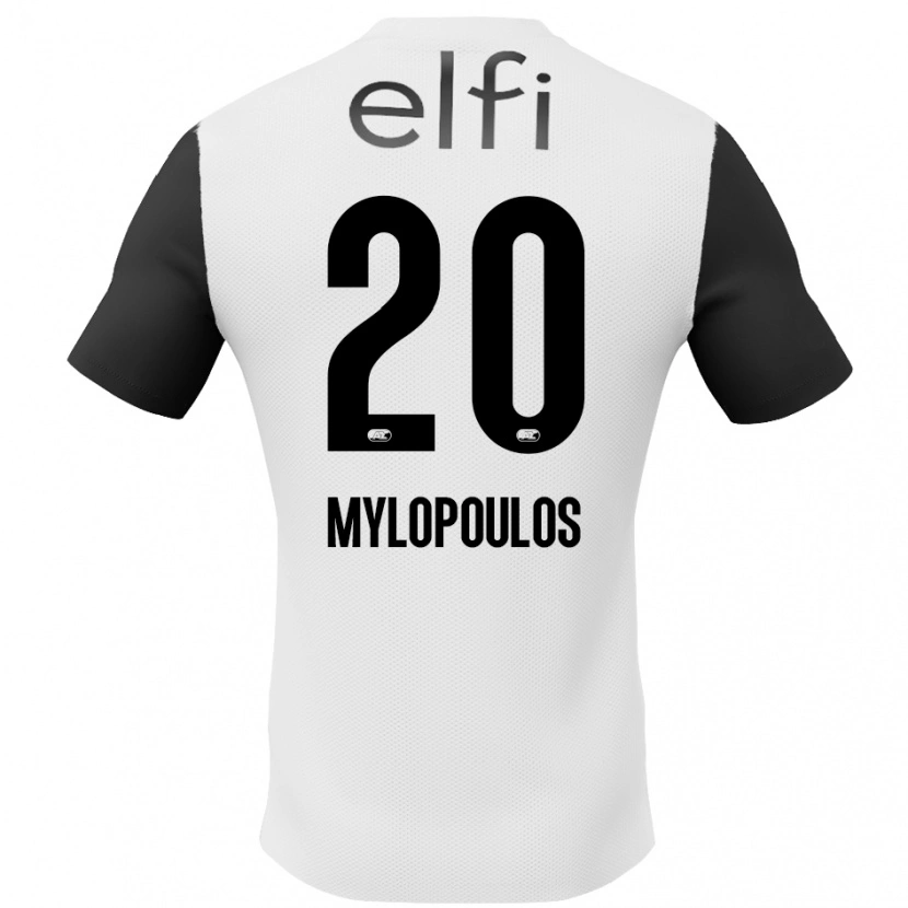 Danxen Uomo Maglia Marios Mylopoulos #20 Bianco Nero Kit Gara Away 2024/25 Maglietta