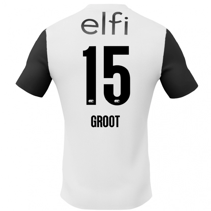 Danxen Uomo Maglia Pleun Groot #15 Bianco Nero Kit Gara Away 2024/25 Maglietta