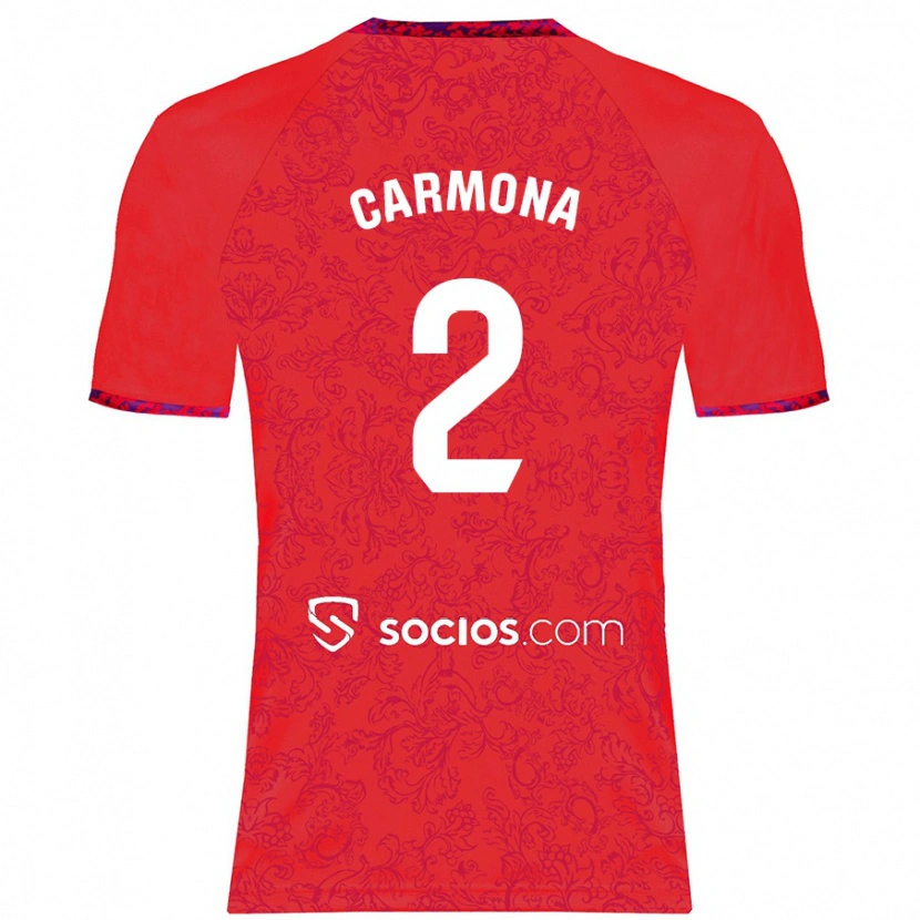 Danxen Uomo Maglia José Ángel Carmona #2 Rosso Kit Gara Away 2024/25 Maglietta