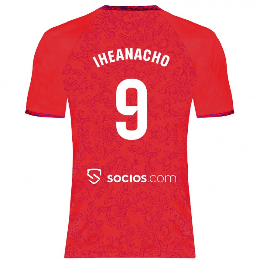 Danxen Uomo Maglia Kelechi Iheanacho #9 Rosso Kit Gara Away 2024/25 Maglietta