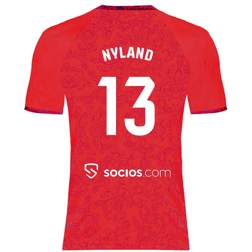 Danxen Uomo Maglia Ørjan Nyland #13 Rosso Kit Gara Away 2024/25 Maglietta
