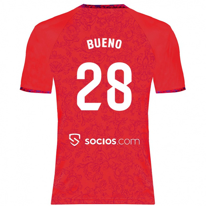 Danxen Uomo Maglia Manu Bueno #28 Rosso Kit Gara Away 2024/25 Maglietta
