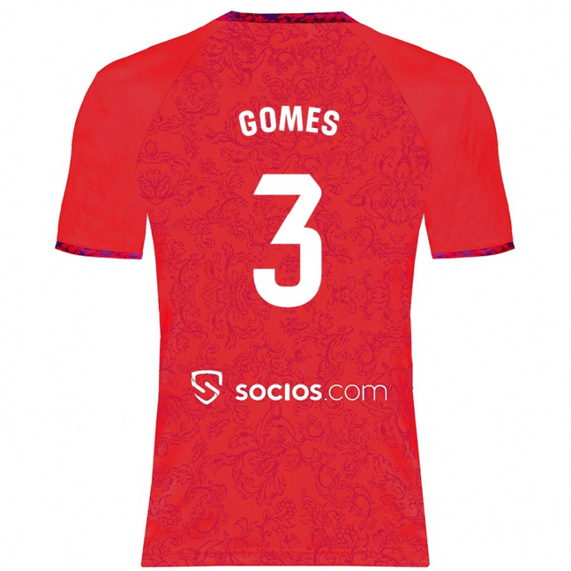 Danxen Uomo Maglia Diana Gomes #3 Rosso Kit Gara Away 2024/25 Maglietta