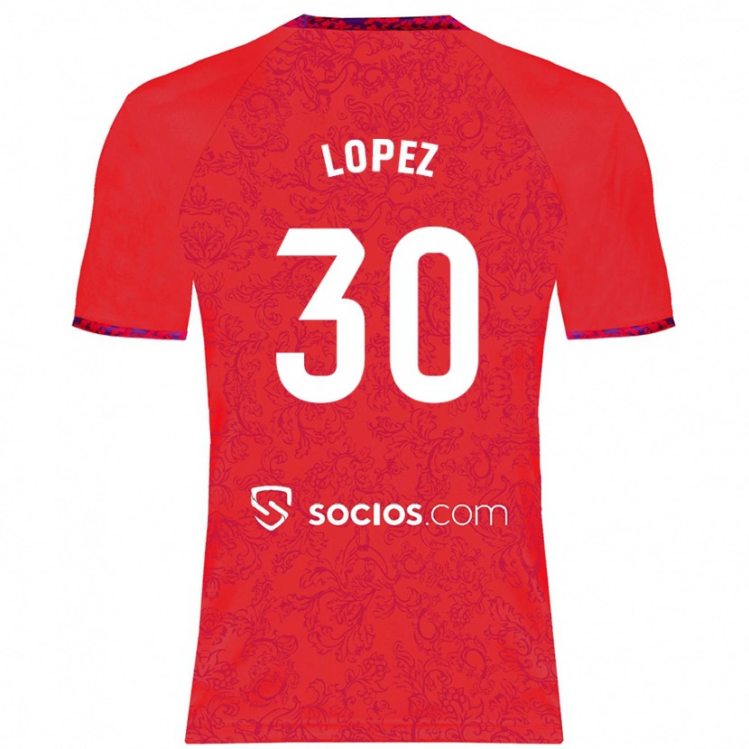 Danxen Uomo Maglia Alba López #30 Rosso Kit Gara Away 2024/25 Maglietta