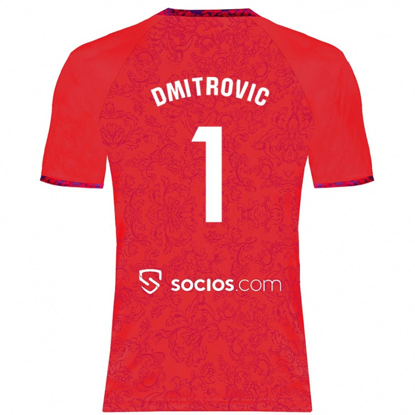 Danxen Uomo Maglia Marko Dmitrović #1 Rosso Kit Gara Away 2024/25 Maglietta